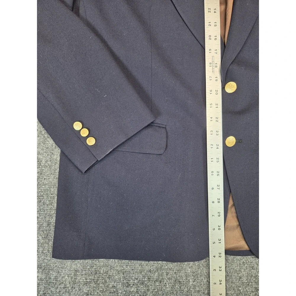 Bill Blass Wool Blazer Mens 48 Navy Blue Gold Buttons Jacket